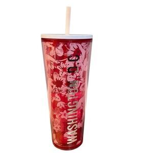 Starbucks Washington D.C. Pink Floral Tumbler 24oz Limited Edition Travel Cup